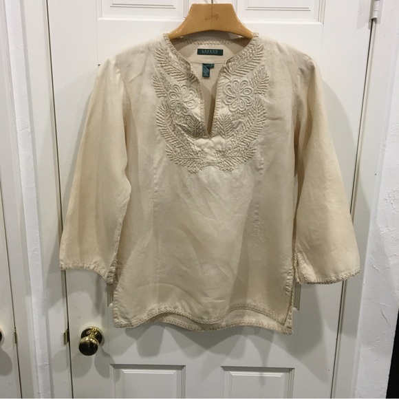 Ralph Lauren green label cream embroidered shirt - Picture 10 of 14